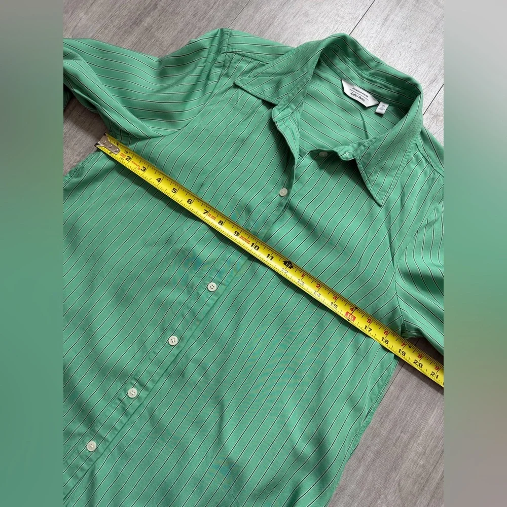 & OTHER STORIES Regular-Fit Long Sleeve Button Down Shirt Green Striped Size S